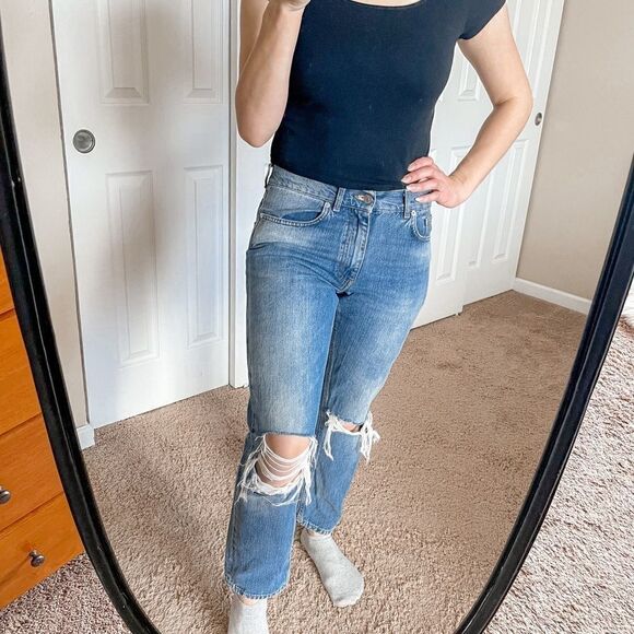 Acne Studios Boy Vintage Jeans Busted Knee Straight Leg 27 - Picture 1 of 8